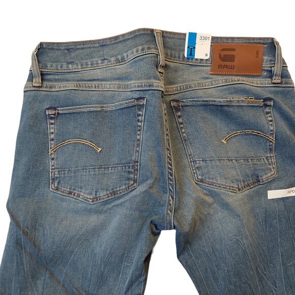 G-Star Raw 3301 Bootcut Medium Aged Denim Blue Jeans 26 NWT - Picture 9 of 12
